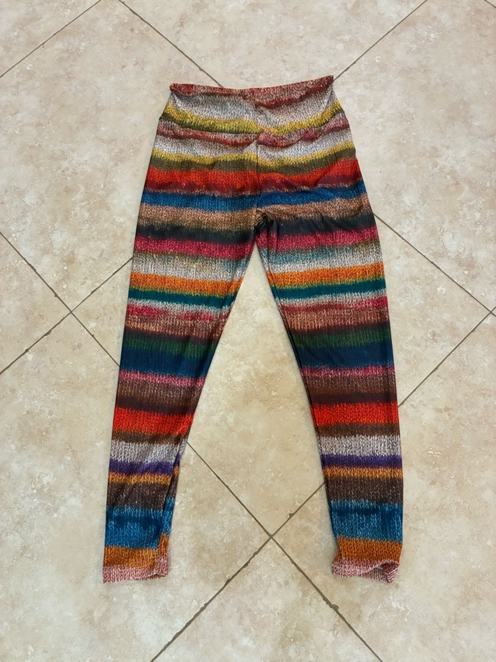 Girls Multicolor Striped Knit Leggings